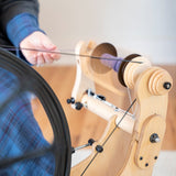 Spin fibre with the Schacht Flatiron Spinning Wheel - Thread Collective Australia