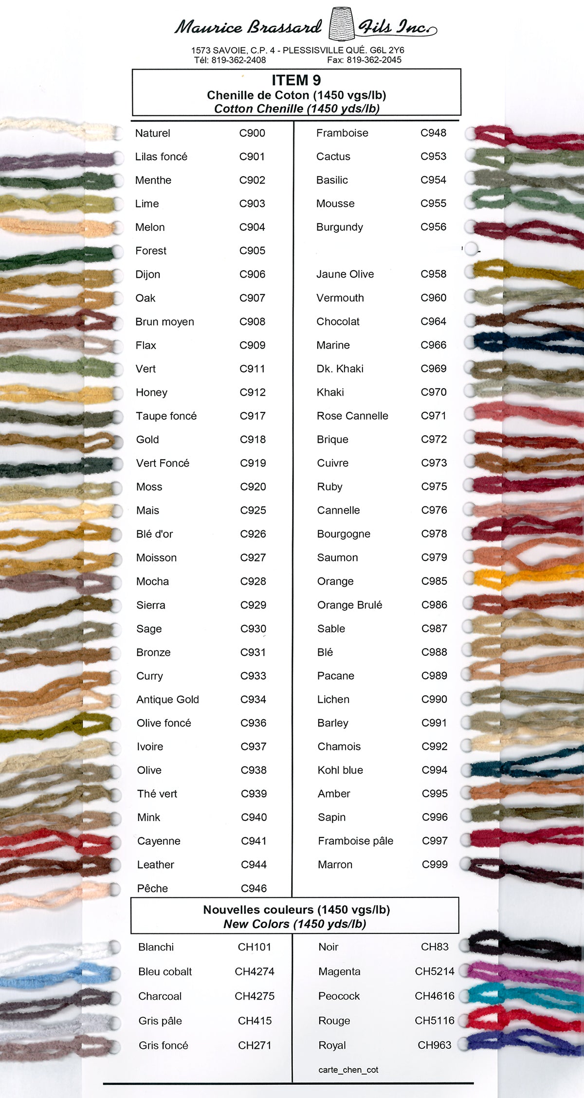 Maurice Brassard Cotton Chenille - 227g Colours