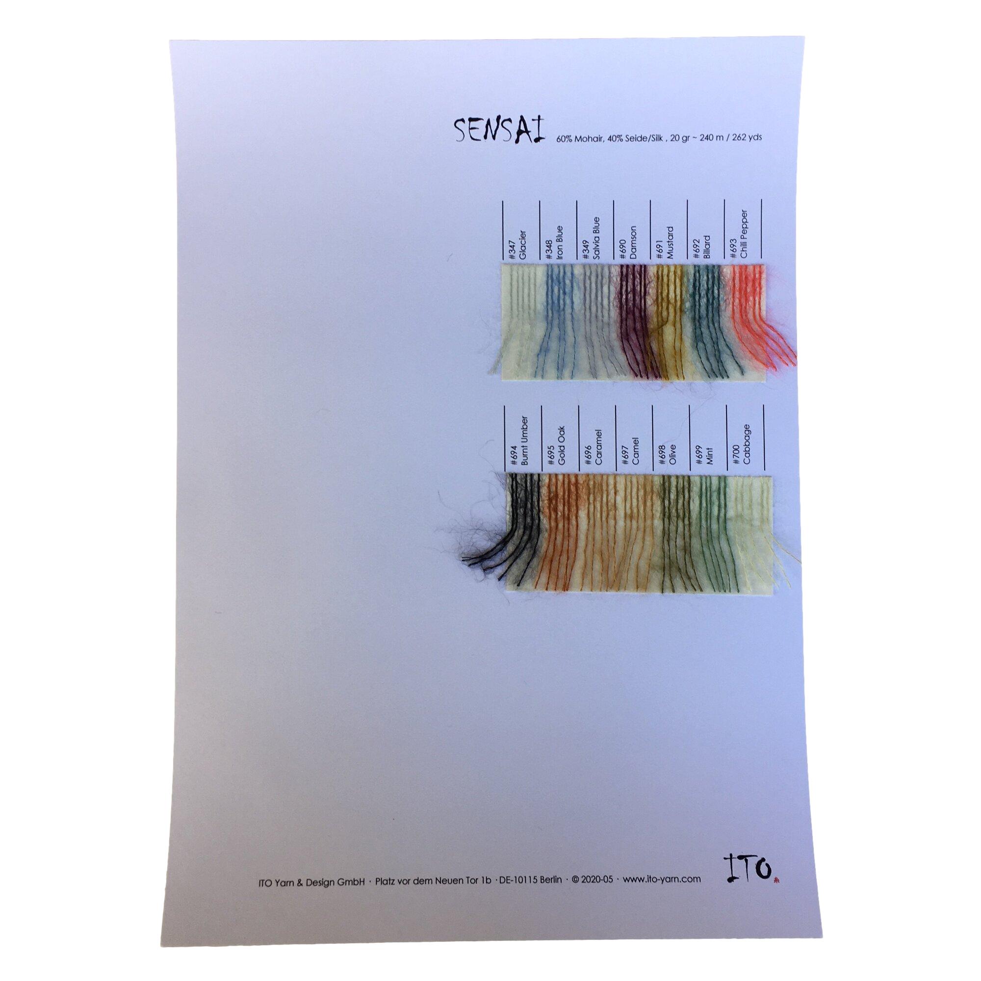 ITO Sensai Mohair Silk colour sample card - Thread Collective Australia