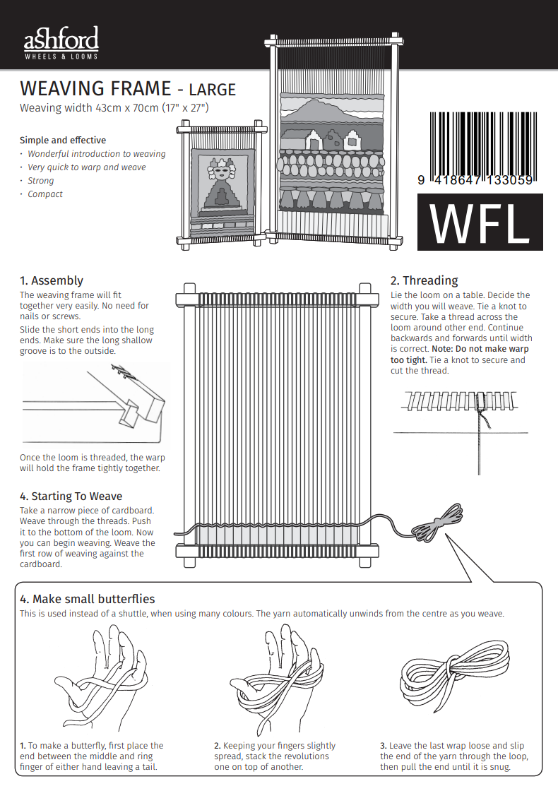 Ashford Warping Frame and Warping Tools Instructions cover