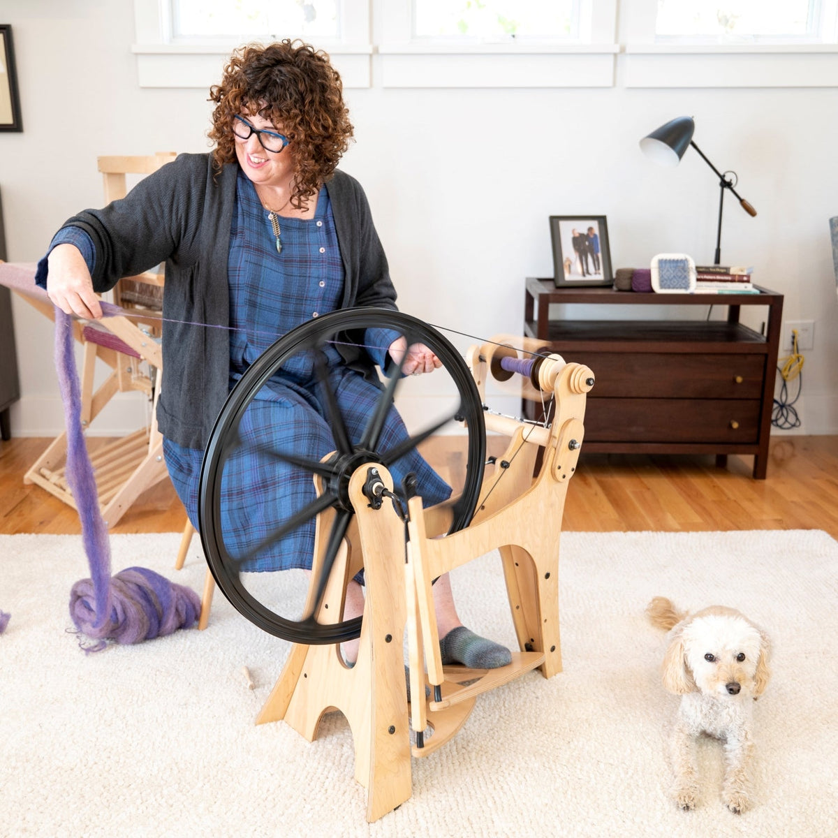 Spinning yarn with the Schacht Flatiron Spinning Wheel - Thread Collective Australia