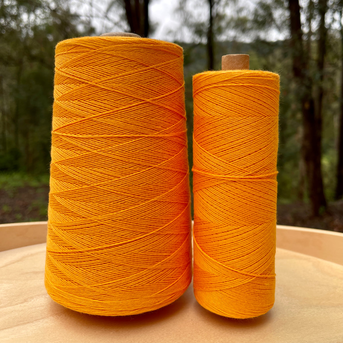 australian cotton weaving yarn - ada fibres - dyed yellow orange