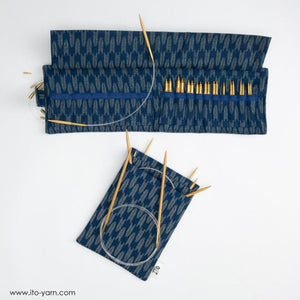ITO fabric case blue for 5cm needle tips and circular needles - Thread Collective Australia