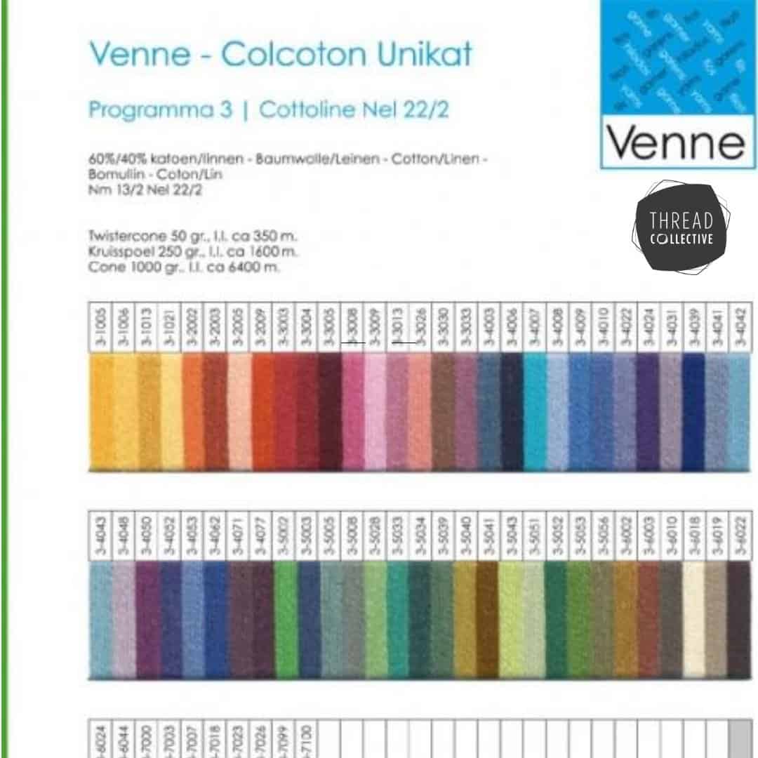 Venne organic Cottolin colour card- Thread Collective Australia
