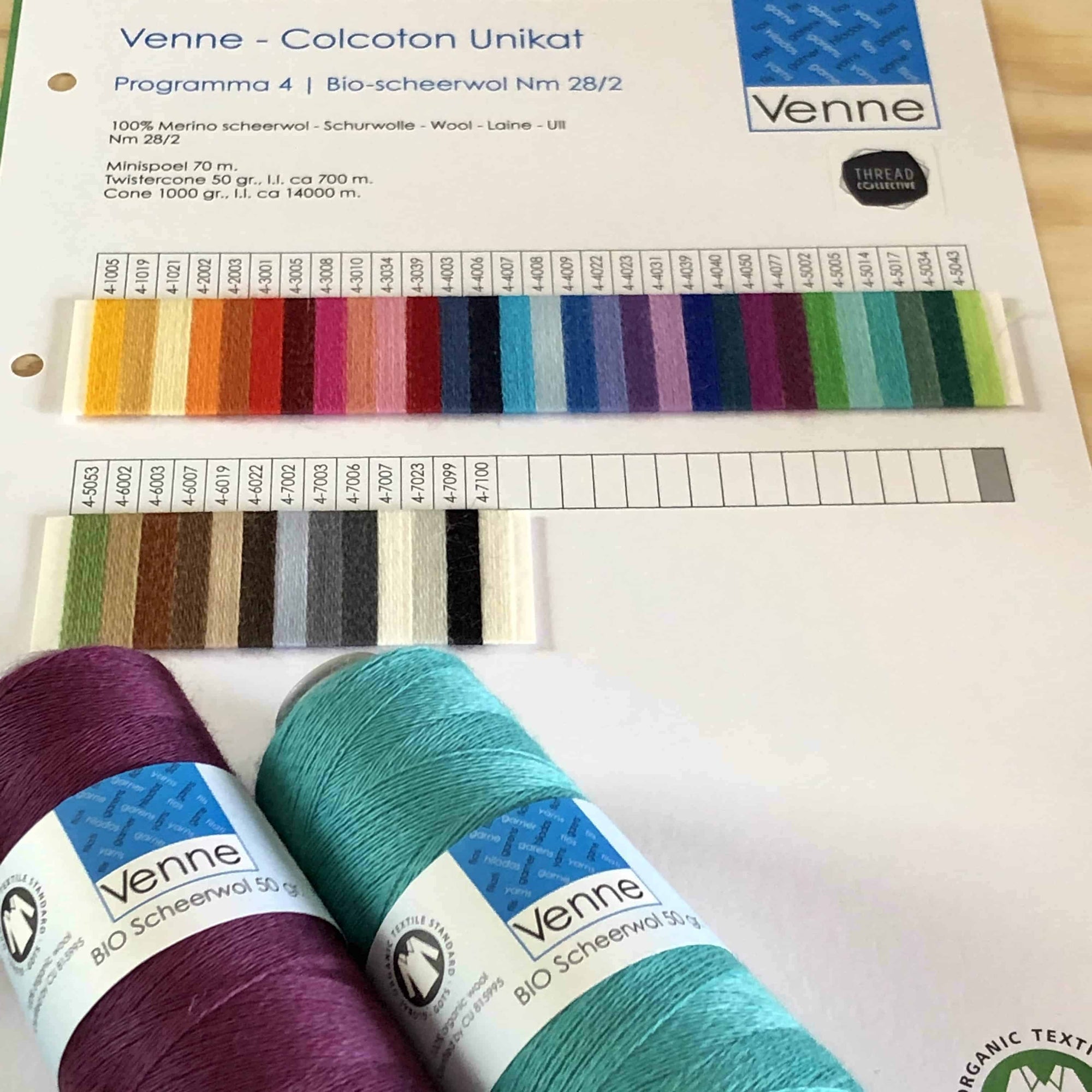 Venne Organic Merino Wool sample colour card - Thread Collective Australia