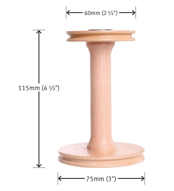 Ashford standard bobbins with a natural or lacquered finish dimensions