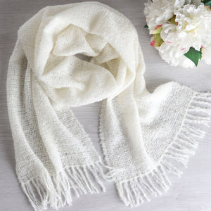 pretty scarf made from ashford merino boucle yarn - Thread Collective Australia