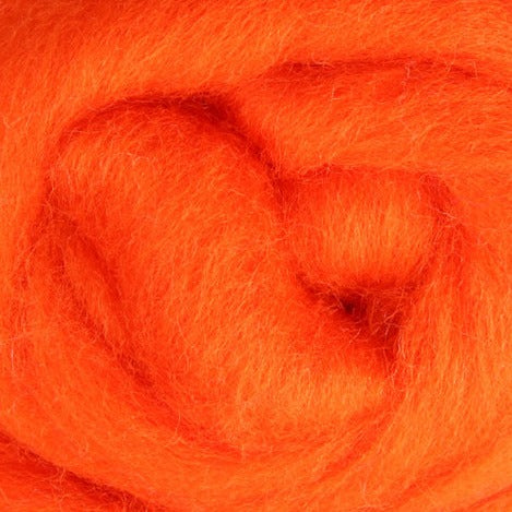 Orange Ashford Dyed Corriedale Sliver - 100g