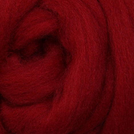 Cherry Red Ashford Dyed Corriedale Sliver - 100g