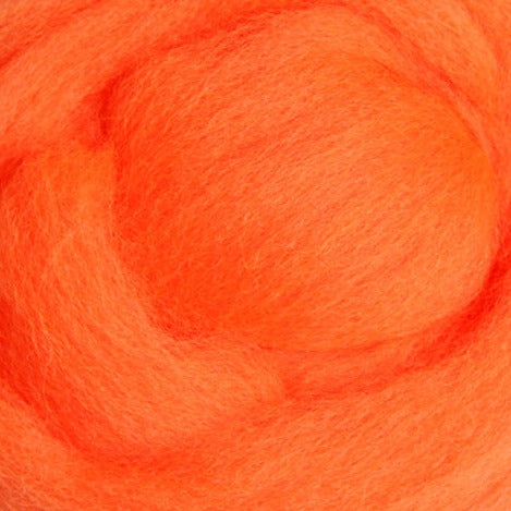 Fluro Orange Ashford Dyed Corriedale Sliver - 100g