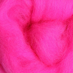 Fluro Pink Ashford Dyed Corriedale Sliver - 100g