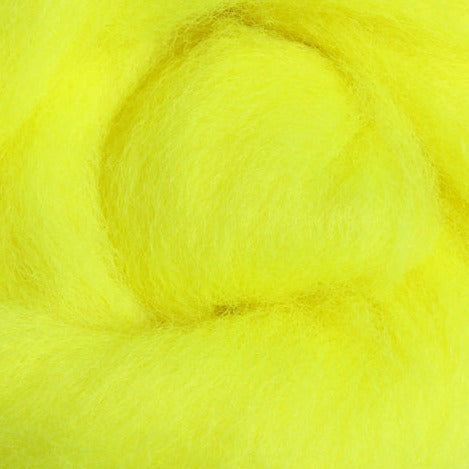 Fluro Yellow Ashford Dyed Corriedale Sliver - 100g