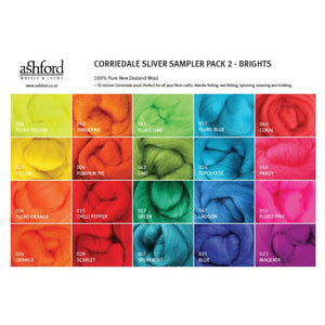 Corriedale Sliver Sample Pack (Brights) colour card by Ashford - Thread Collective Australia