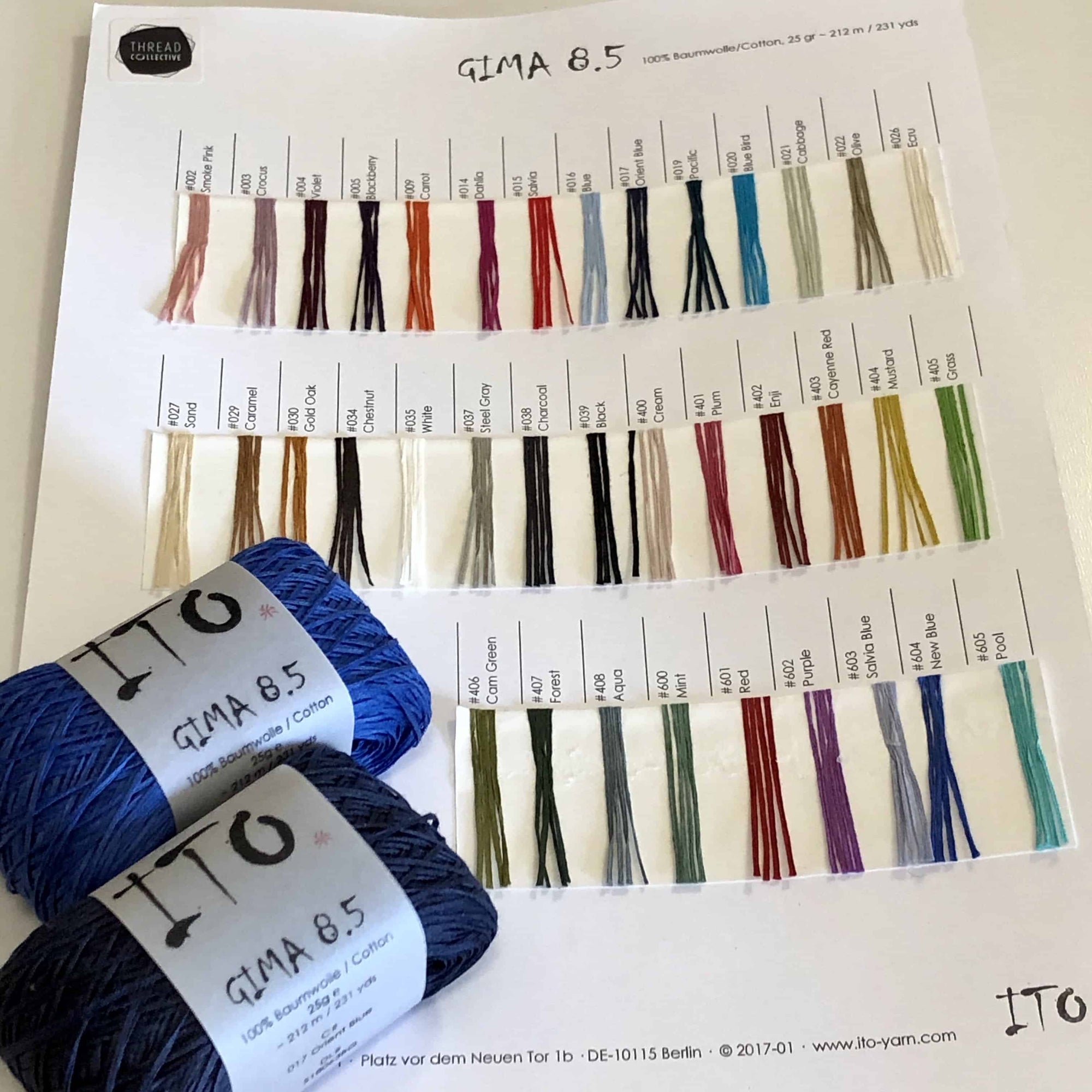 Sample colour card ITO Gima - Thread Collective Australia