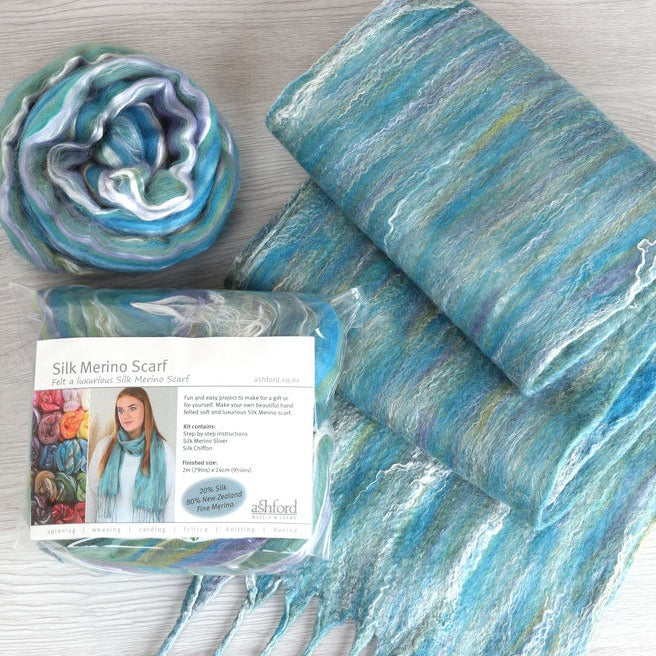 Create your own scarf with Ashford silk merino blend fibre - Thread Collective Australia