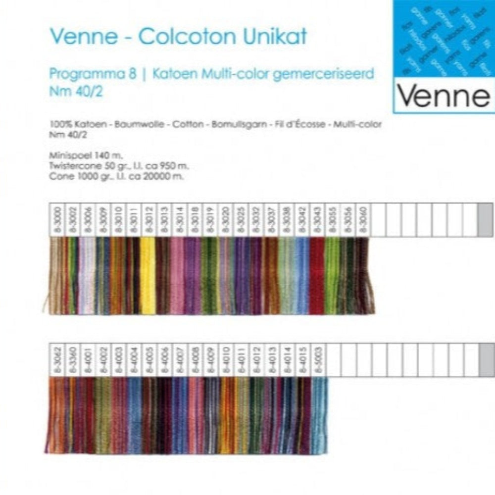 Venne Nm 40/2 Varigated Cotton Colour Card - Thread Collective Australia
